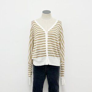 RD Style Striped Cardigan Small Cream/Ivory